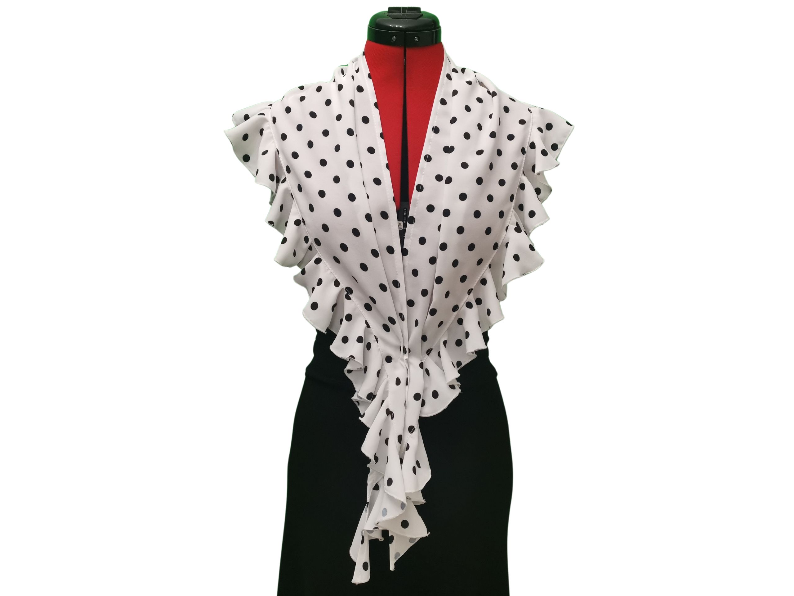 Pañoleta Flamenca blanca lunares
