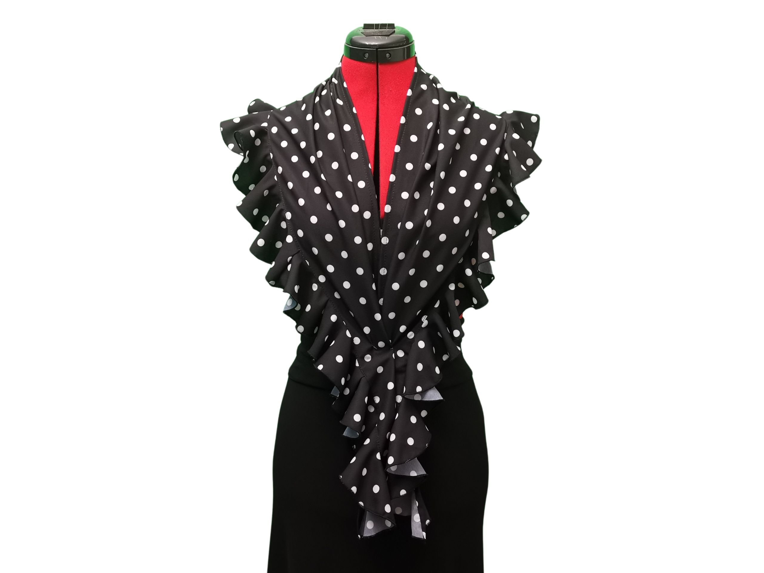 Pañoleta Flamenca negra lunares